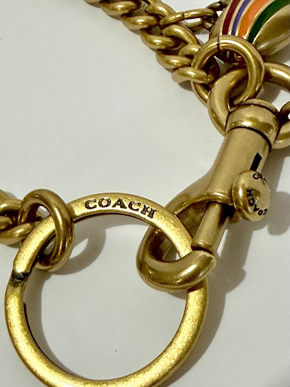 Coach Gold-Tone Motif Chain Enamel Bag Charm - Picture 5 of 6